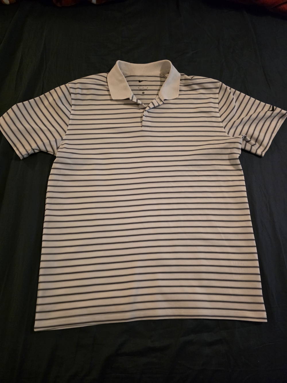 Nike White Polo with Thin Black Stripes